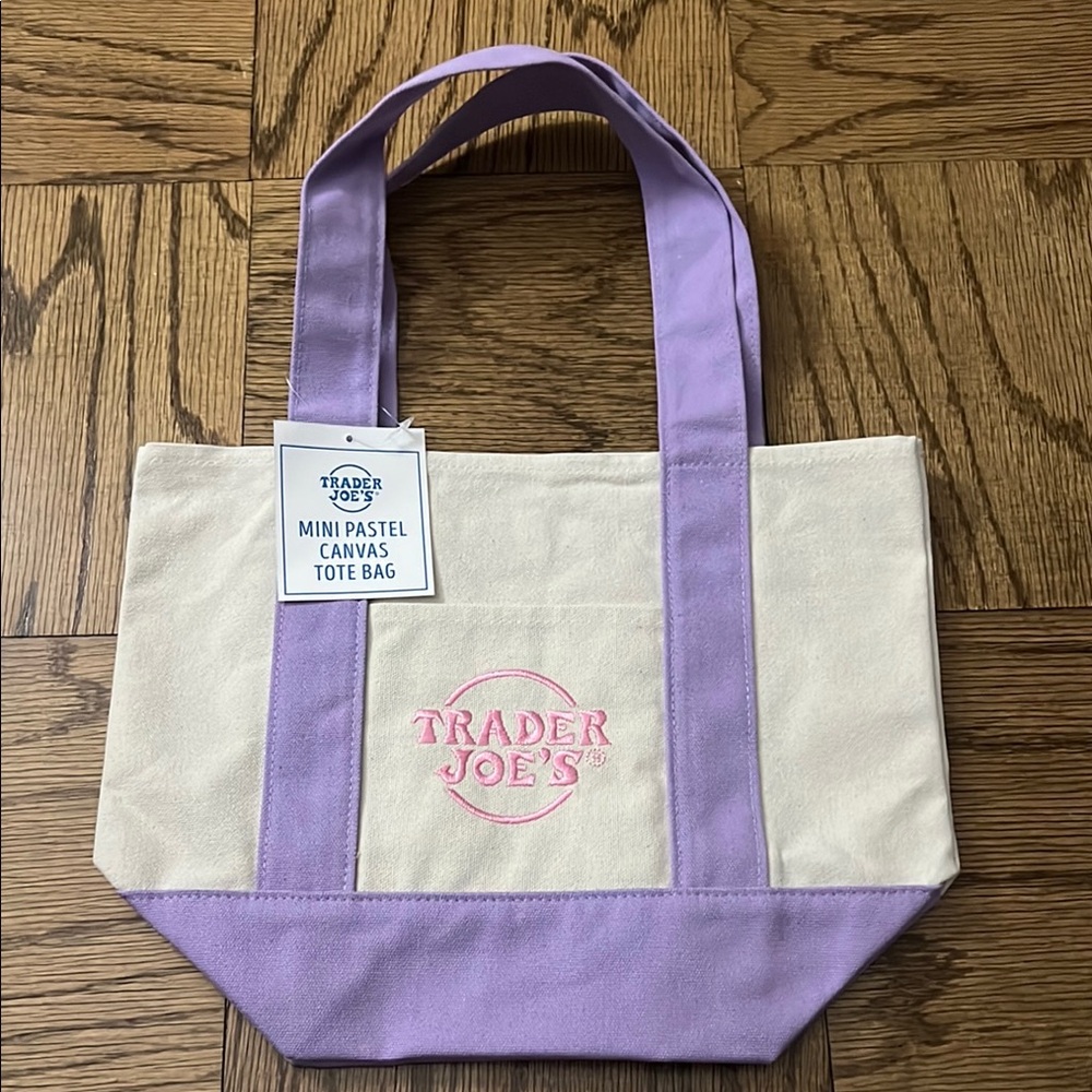 Trader Joe’s Mini Pastel Canvas Tote Bag (Purple)